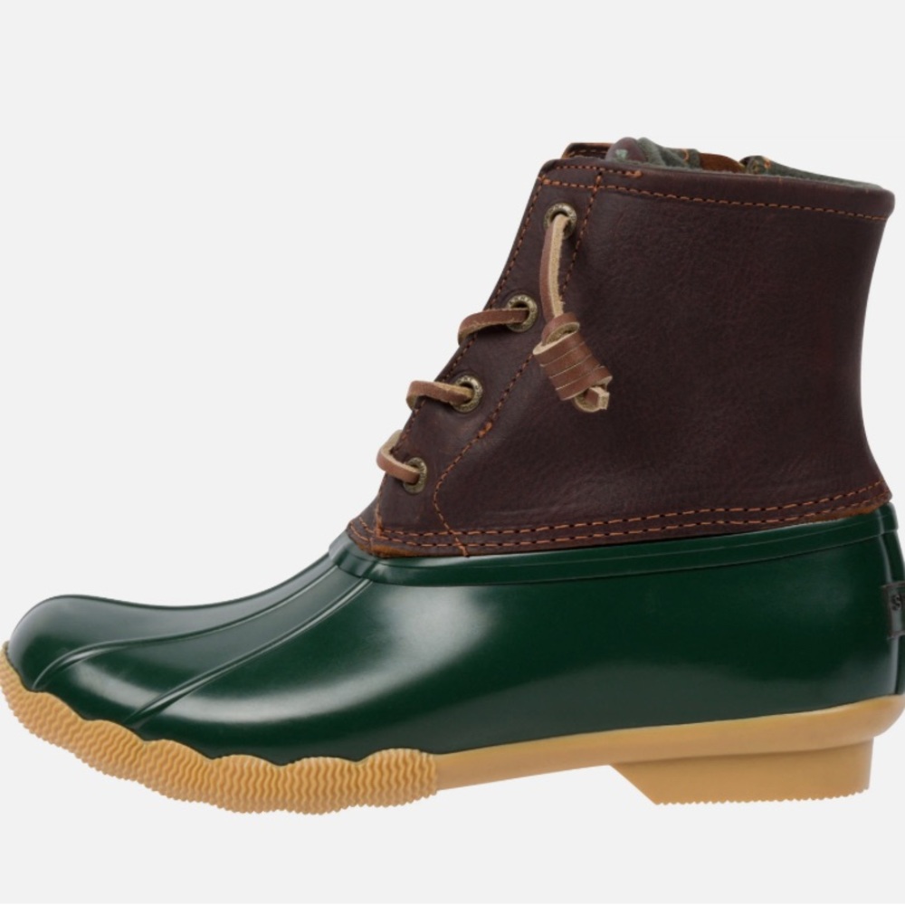 Sperry womens saltwater leather duck boots green and brown size 7